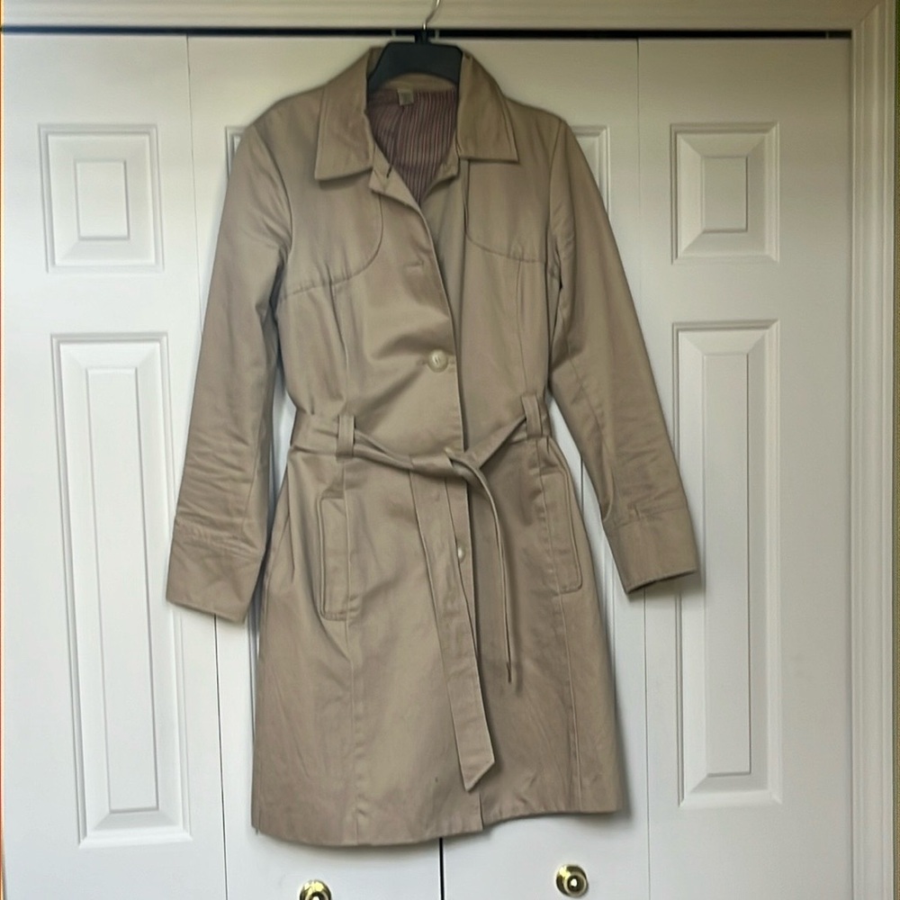 Old Navy Tan Trench Coat with Notched Lapel and Belt